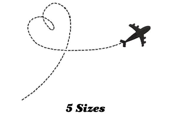 Airplane with Heart Embroidery Design