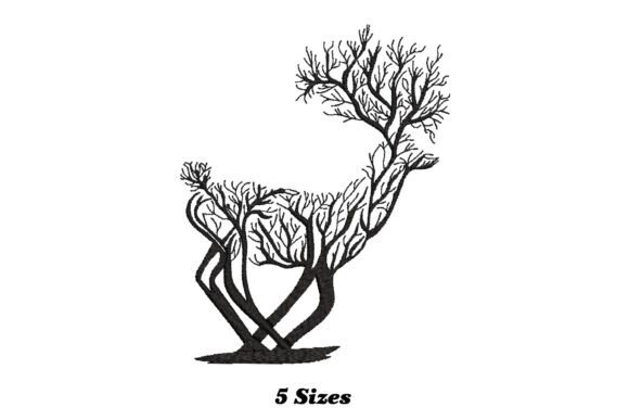 Beautiful Deer Tree Embroidery Design