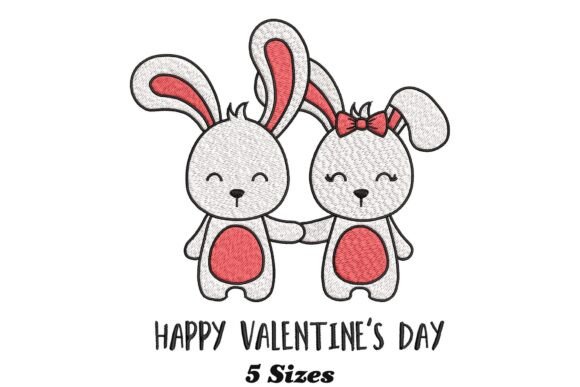 Bunny Couple Embroidery Design