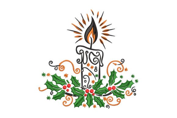 Christmas Candle and Holly