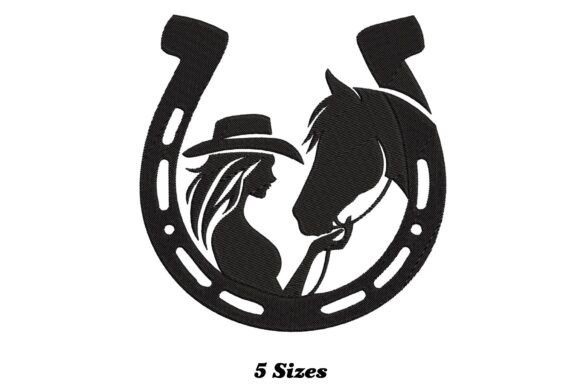 Cowgirl Horse and Horseshoe
