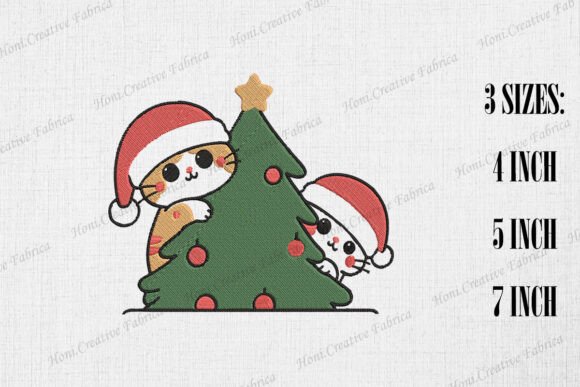Cute Cats Peeking from Xmas Tree