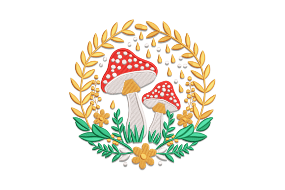 Forest Mushrooms Embroidery Design