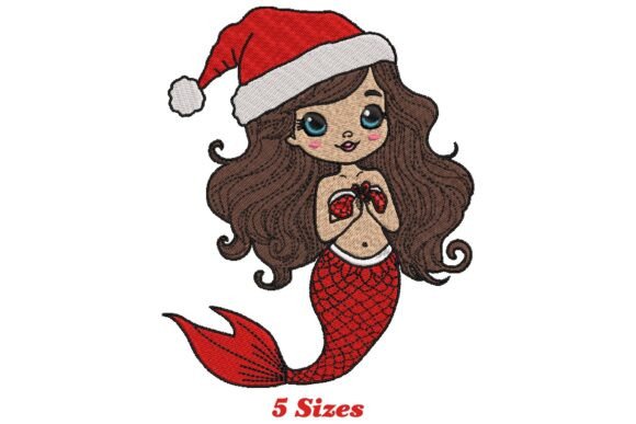 Mermaid Christmas Embroidery Design