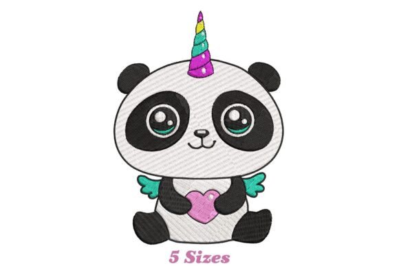 Panda Unicorn Embroidery Design